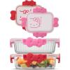 imageJoyJolt Sanrio Hello Kitty Fluted Glass Food Storage Containers with Lids 2x Airtight Glass Storage Containers with Lids for Kitchen Reusable Lunch Meal Prep Container Cute Hello Kitty Gifts