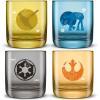imageJoyJolt Star Wars Galactic Icons Short Drinking Glasses Set of 4 10oz Glass Tumbler Cup Set Kitchen Glasses Set Colored Collectible Glassware Star Wars GiftsClear