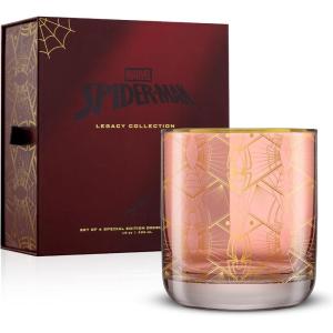 imageJoyJolt Marvel SpiderMan Legacy Short Drinking Glasses 10oz Superhero Glass Cups Set of 4 Kitchen Glass Tumbler Set Gifts for Men and Women Cool Marvel Stuff for Fathers Day