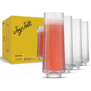 imageJoyJolt Sidney Stemless Wine Glasses Set of 4  19 oz Modern Drinking Glasses  Tapered Bulb Shaped Tumbler Cups for White and Red Wine  Home Bar Glass Set  Premium Crystal Made in EuropeStemless Flutes