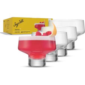 imageJoyJolt Sidney Stemless Wine Glasses Set of 4  19 oz Modern Drinking Glasses  Tapered Bulb Shaped Tumbler Cups for White and Red Wine  Home Bar Glass Set  Premium Crystal Made in EuropeStemless Martini Glasses