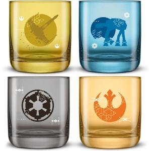 imageJoyJolt Star Wars Galactic Icons Short Drinking Glasses Set of 4 10oz Glass Tumbler Cup Set Kitchen Glasses Set Colored Collectible Glassware Star Wars GiftsClear