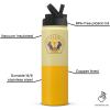 imageJoyJolt Harry Potter Hufflepuff Stainless Steel Water Bottle with Flip Straw Lid 22 oz Vacuum Insulated Water Bottle Yellow Reusable BPAFree Travel Tumbler Harry Potter Gifts for Women Men