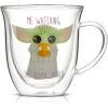 imageJoyJolt Watching The Drama Unfold Grogu 135oz Coffee Mug Double Wall Mug Set of 2 Large Espresso Cups Cappuccino or Latte Cup Mandalorian Star Wars Mugs Glass Coffee Cup Insulated Coffee Mug