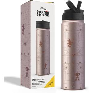 imageJoyJolt Disney MonoMouse Stainless Steel Water Bottle with Flip Straw Lid 22 oz Vacuum Insulated Water Bottle BPAFree Tumbler ft Minnie Mouse  Pink