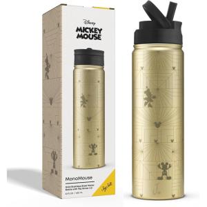 imageJoyJolt Disney MonoMouse Stainless Steel Water Bottle with Flip Straw Lid 22 oz Vacuum Insulated Water Bottle BPAFree Tumbler ft Minnie amp Mickey Mouse  Gold