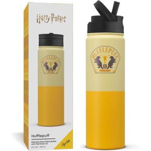 imageJoyJolt Harry Potter Hufflepuff Stainless Steel Water Bottle with Flip Straw Lid 22 oz Vacuum Insulated Water Bottle Yellow Reusable BPAFree Travel Tumbler Harry Potter Gifts for Women Men