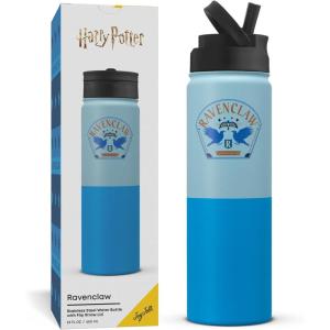 imageJoyJolt Harry Potter Ravenclaw Stainless Steel Water Bottle with Flip Straw Lid 22 oz Vacuum Insulated Water Bottle Blue Reusable BPAFree Travel Tumbler Harry Potter Gifts for Women Men Him Her